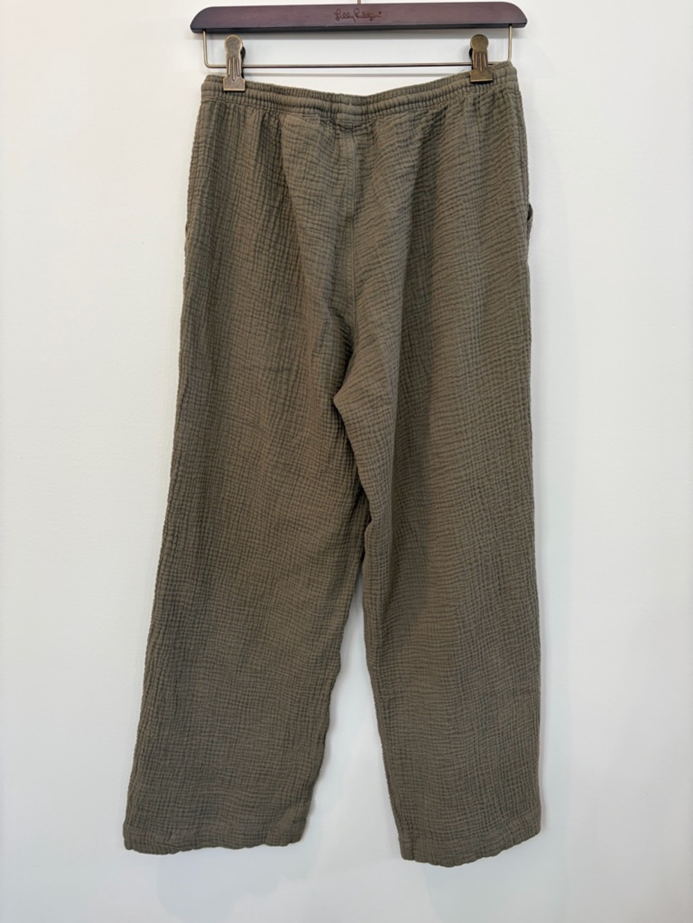 H&M Women’s Muslin Gauze Cotton Pull On Pants Size Small Dark Khaki Green - Picture 4 of 7